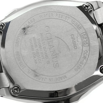 中古 カシオ CASIO オシアナス 電波ソーラー 3針デイト チタン シンプル ビジネス スーツ OCW-S100-1AJF アナログ 腕時計 ブランド メンズ UW-CS-OS-00005