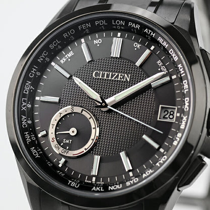 Used CITIZEN ATTESA F150 Eco Drive GPS Satellite Radio Watch Direct Flight CC3015-57E Multi-Hand Analog Men&