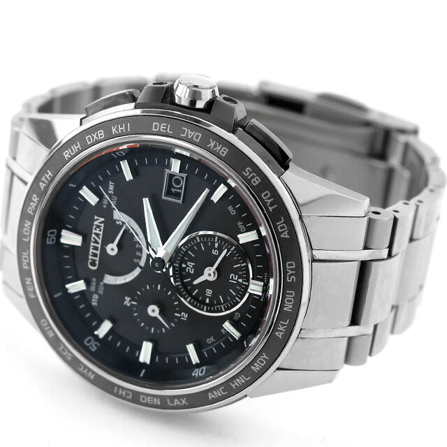 中古 シチズン CITIZEN アテッサ ダブルダイレクトフライト エコ・ドライブ電波 チタン AT9024-58E アナログ 腕時計 ブランド メンズ ブラック UW-CT-AT-00027