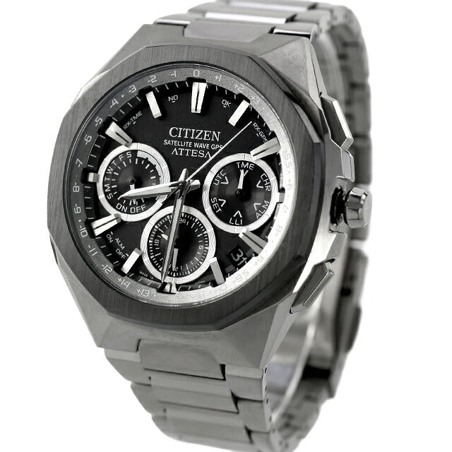 中古 美品 シチズン CITIZEN アテッサ ダブルダイレクトフライト エコドライブGPS衛星電波 チタン クロノグラフ ソーラー CC4104-53E 腕時計 メンズ UW-CT-AT-00028
