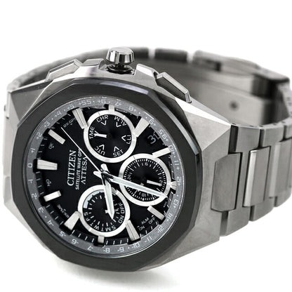 中古 美品 シチズン CITIZEN アテッサ ダブルダイレクトフライト エコドライブGPS衛星電波 チタン クロノグラフ ソーラー CC4104-53E 腕時計 メンズ UW-CT-AT-00028