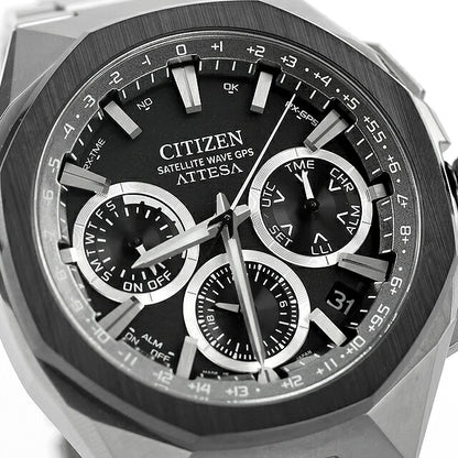 中古 美品 シチズン CITIZEN アテッサ ダブルダイレクトフライト エコドライブGPS衛星電波 チタン クロノグラフ ソーラー CC4104-53E 腕時計 メンズ UW-CT-AT-00028
