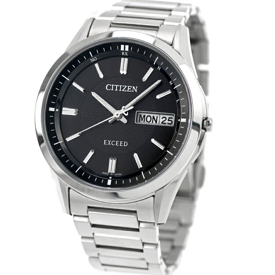 中古 シチズン CITIZEN エクシード デイデイト 電波ソーラー チタン 曜日 AT6030-51E アナログ 腕時計 ブランド メンズ ブラック 黒 UW-CT-OT-00016