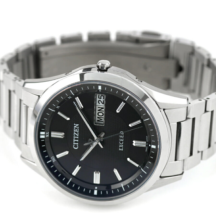 中古 シチズン CITIZEN エクシード デイデイト 電波ソーラー チタン 曜日 AT6030-51E アナログ 腕時計 ブランド メンズ ブラック 黒 UW-CT-OT-00016