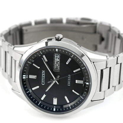 中古 シチズン CITIZEN エクシード デイデイト 電波ソーラー チタン 曜日 AT6030-51E アナログ 腕時計 ブランド メンズ ブラック 黒 UW-CT-OT-00016