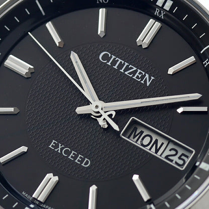 中古 シチズン CITIZEN エクシード デイデイト 電波ソーラー チタン 曜日 AT6030-51E アナログ 腕時計 ブランド メンズ ブラック 黒 UW-CT-OT-00016