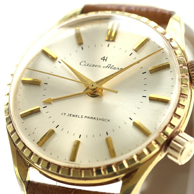 Used Overhauled Citizen Alarm 4H Antique Manual Winding 15708 Analog Watch Brand Men&