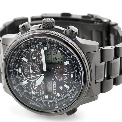 中古 超美品 シチズン CITIZEN プロマスター スカイ PROMASTER オールブラック デジアナ JY8025-59E アナデジ 腕時計 ブランド メンズ UW-CT-PM-00016