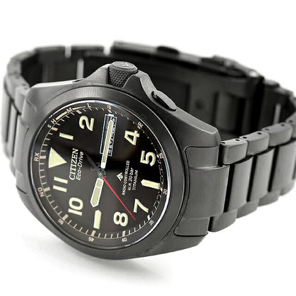 中古 美品 シチズン CITIZEN プロマスター ランド エコドライブ電波 デイデイト ブラックチタン AT6085-50E アナログ 腕時計 メンズ UW-CT-PM-00027