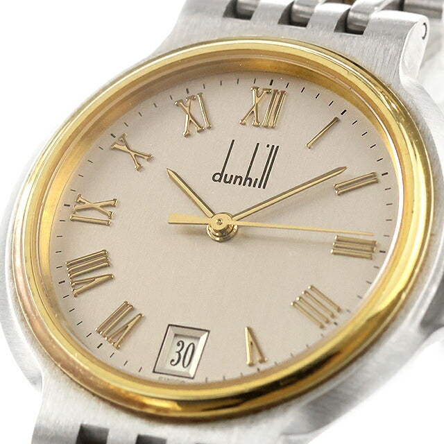 中古 ダンヒル dunhill エリート 2ロウ K18YGコンビ 薄型クォーツ 18金