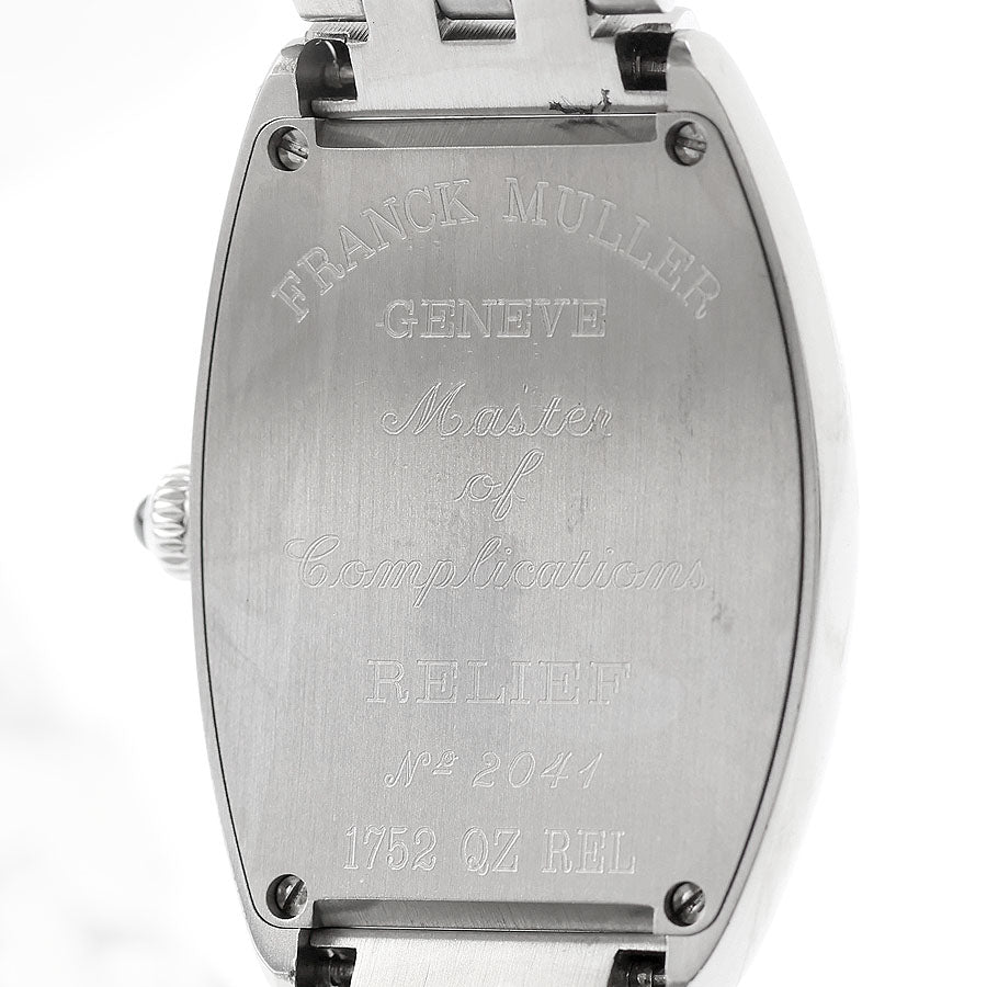 中古 仕上げ済 美品 フランクミュラー FRANCK MULLER トノウ カーベックス レリーフ CINTREE CURVEX RELIEF 1752 QZ REL アナログ 腕時計 UW-FM-TC-00001