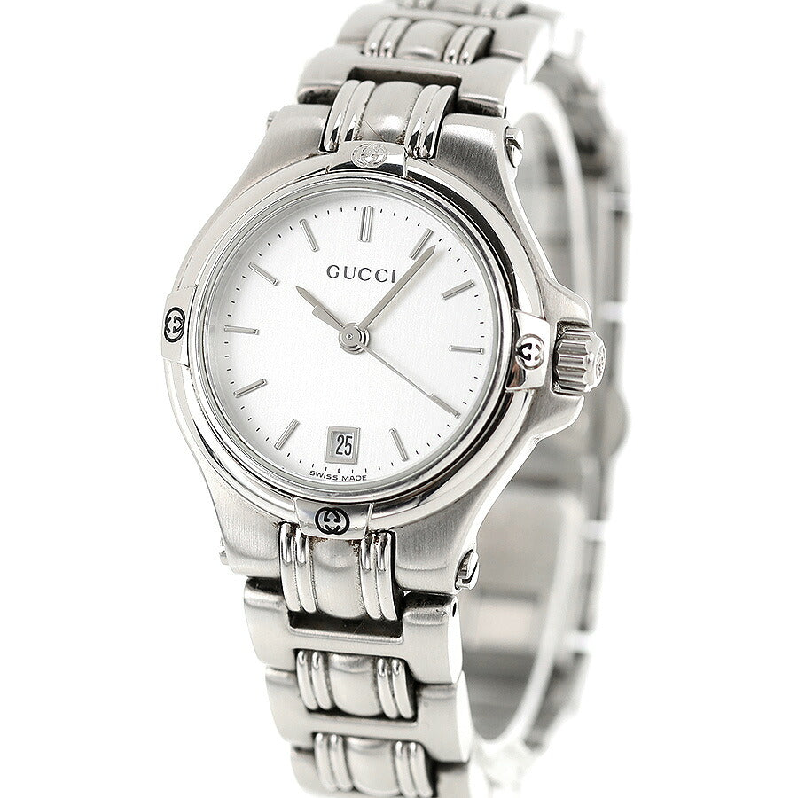中古 グッチ GUCCI ラウンド デイト 電池交換済 9040L アナログ 腕時計 ブランド レディース ブラック 黒 UW-GU-OT-00002