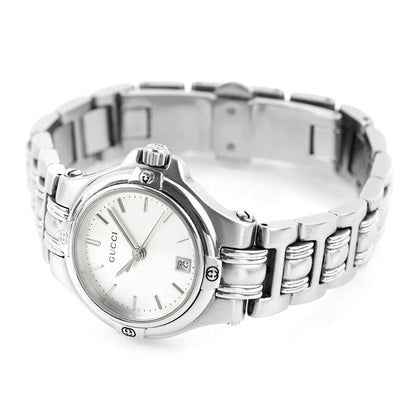 中古 グッチ GUCCI ラウンド デイト 電池交換済 9040L アナログ 腕時計 ブランド レディース ブラック 黒 UW-GU-OT-00002