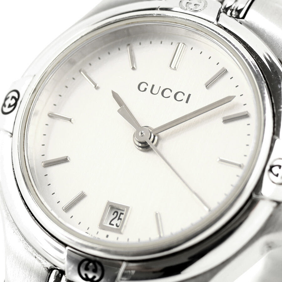 中古 グッチ GUCCI ラウンド デイト 電池交換済 9040L アナログ 腕時計 ブランド レディース ブラック 黒 UW-GU-OT-00002