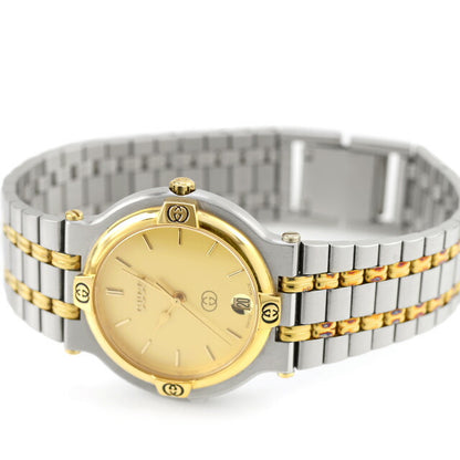 中古 美品 グッチ GUCCI ヴィンテージ 9000Mシリーズ コンビカラー ハイブランド 9000M アナログ 腕時計 ブランド ユニセックス ゴールド UW-GU-OT-00004