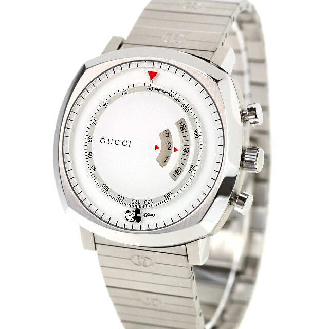 中古 美品 グッチ GUCCI ディズニーコラボ ミッキー グリップクロノグラフ レアモデル YA157306 アナログ 腕時計 ブランド メンズ ホワイト UW-GU-OT-00005