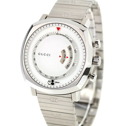 中古 美品 グッチ GUCCI ディズニーコラボ ミッキー グリップクロノグラフ レアモデル YA157306 アナログ 腕時計 ブランド メンズ ホワイト UW-GU-OT-00005