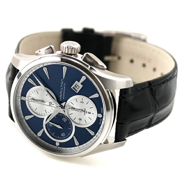 中古 超美品 ハミルトン HAMILTON ジャズマスター オートクロノ 自動巻きクノログラフ H32596741 アナログ 腕時計 ブランド メンズ ネイビー ブラック UW-HA-JM-00008