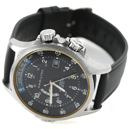 中古 OH済 ハミルトン HAMILTON カーキ ネイビー GMT オート 3タイムゾーン H776450 アナログ 腕時計 ブランド メンズ ブラック UW-HA-KH-00011