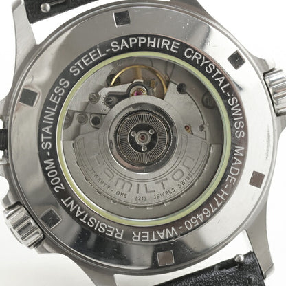 中古 OH済 ハミルトン HAMILTON カーキ ネイビー GMT オート 3タイムゾーン H776450 アナログ 腕時計 ブランド メンズ ブラック UW-HA-KH-00011