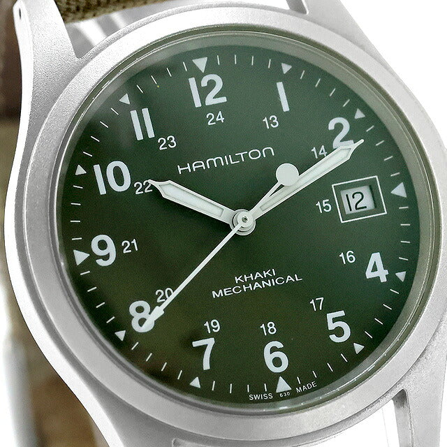 中古 ハミルトン HAMILTON カーキ フィールド メカニカル 38mm デイト 手巻き グリーンダイヤル H69439363 アナログ 腕時計 ブランド メンズ グリーン UW-HA-KH-00017