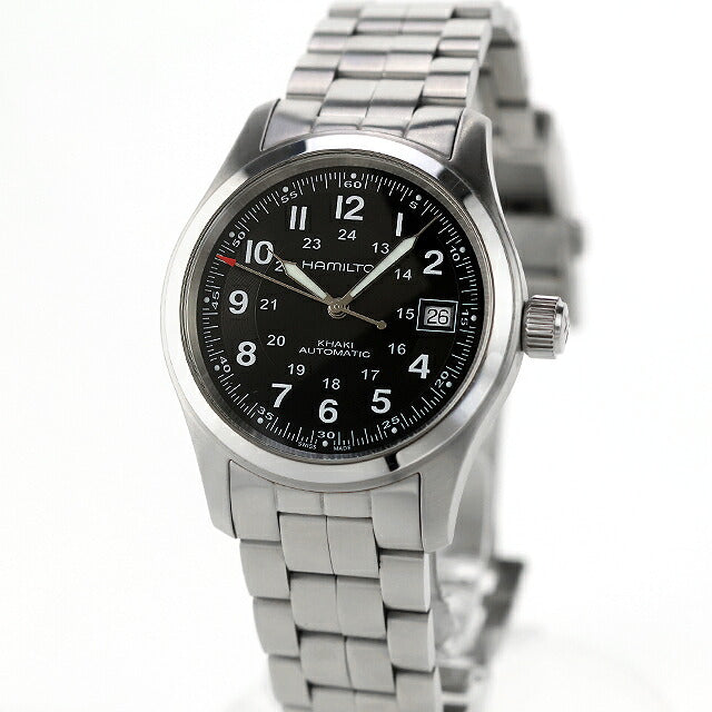 中古 ハミルトン HAMILTON カーキ フィールド オート 38mm 自動巻き H-10 H70455133 アナログ 腕時計 ブランド メンズ ブラック UW-HA-KH-00019