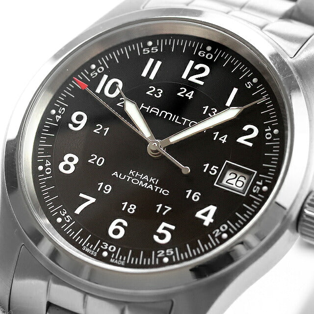 中古 ハミルトン HAMILTON カーキ フィールド オート 38mm 自動巻き H-10 H70455133 アナログ 腕時計 ブランド メンズ ブラック UW-HA-KH-00019