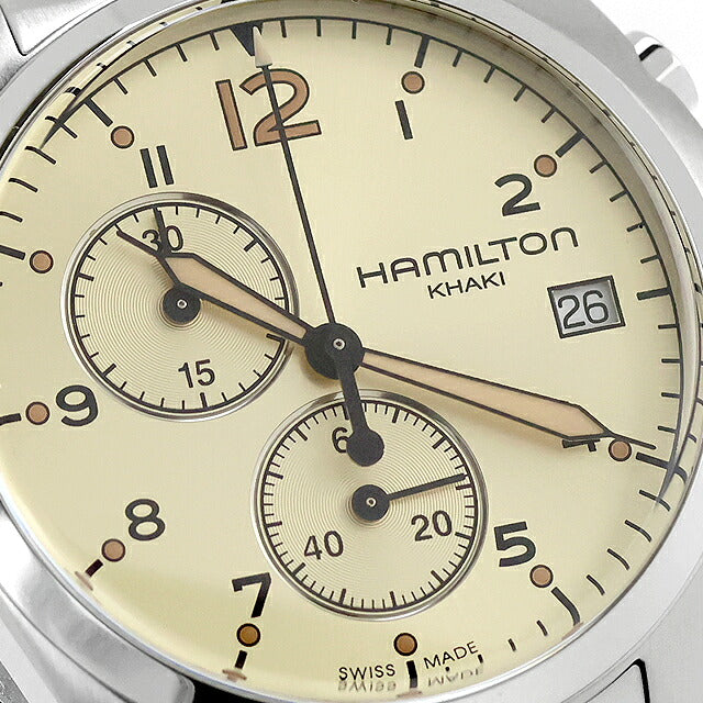中古 超美品 ハミルトン HAMILTON カーキ アビエーション パイロット パイオニア クロノ クオーツ H76512155 アナログ 腕時計 ブランド メンズ ベージュ UW-HA-KH-00020