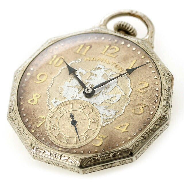 中古 ハミルトン HAMILTON 懐中時計 アンティーク アールデコ 帆船 Cal.912 1920-1930年頃 Cal.912 アナログ 腕時計 ブランド メンズ UW-HA-OT-00002