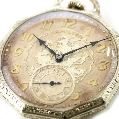 中古 ハミルトン HAMILTON 懐中時計 アンティーク アールデコ 帆船 Cal.912 1920-1930年頃 Cal.912 アナログ 腕時計 ブランド メンズ UW-HA-OT-00002