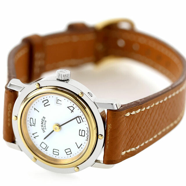 中古 仕上げ済 美品 エルメス HERMES クリッパー GPコンビ クォーツ
