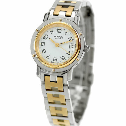 Used Finished Good Condition Hermes Clipper Combination Quartz GP Combi Analog Watch Brand Ladies UW-HR-CP-00003