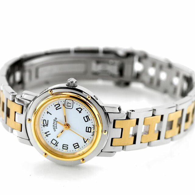 Used Finished Good Condition Hermes Clipper Combination Quartz GP Combi Analog Watch Brand Ladies UW-HR-CP-00003