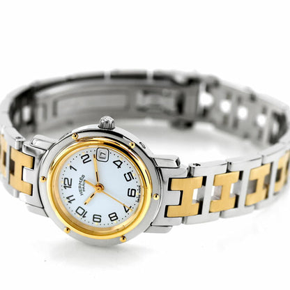 Used Finished Good Condition Hermes Clipper Combination Quartz GP Combi Analog Watch Brand Ladies UW-HR-CP-00003