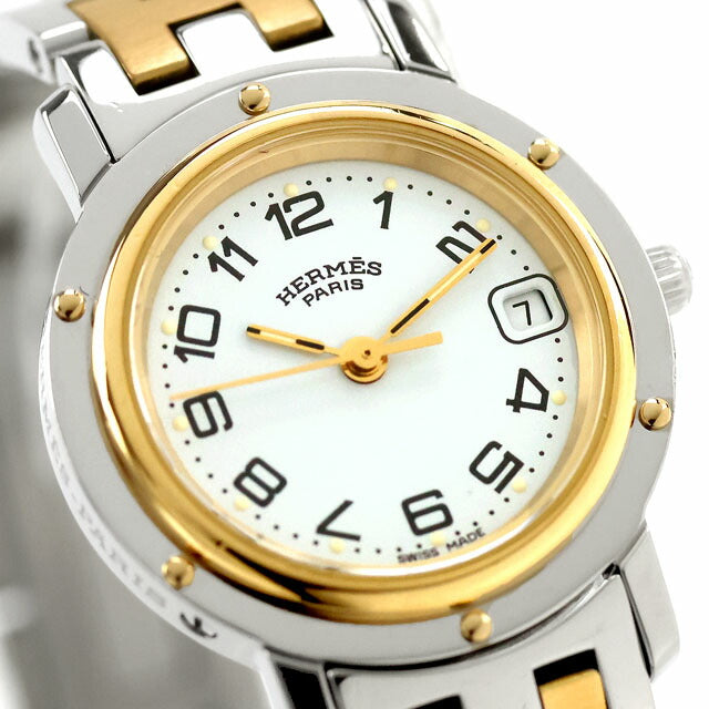 Used Finished Good Condition Hermes Clipper Combination Quartz GP Combi Analog Watch Brand Ladies UW-HR-CP-00003
