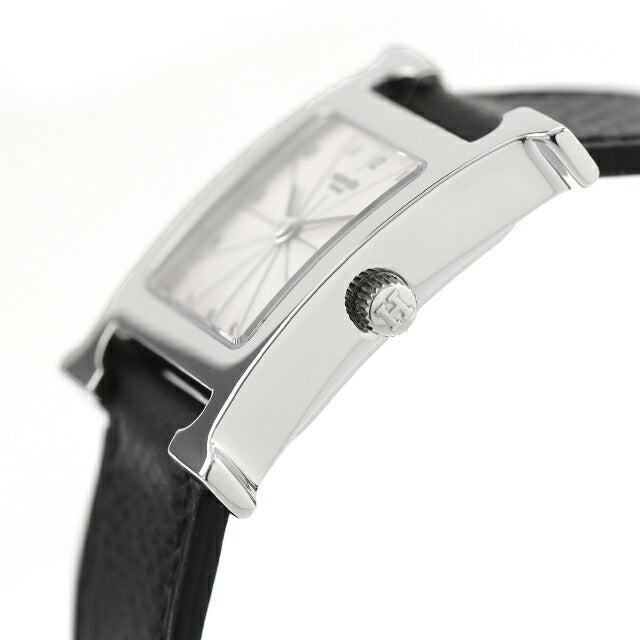中古 仕上げ済 美品 エルメス HERMES Hウォッチ HH1.210 アナログ 腕時計 ブランド レディース シルバー ブラック 黒 UW-HR-HW-00001