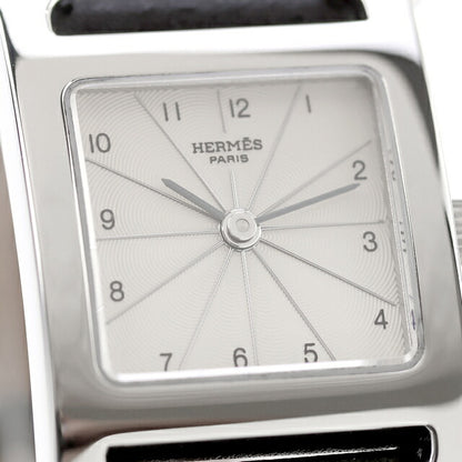 中古 仕上げ済 美品 エルメス HERMES Hウォッチ HH1.210 アナログ 腕時計 ブランド レディース シルバー ブラック 黒 UW-HR-HW-00001