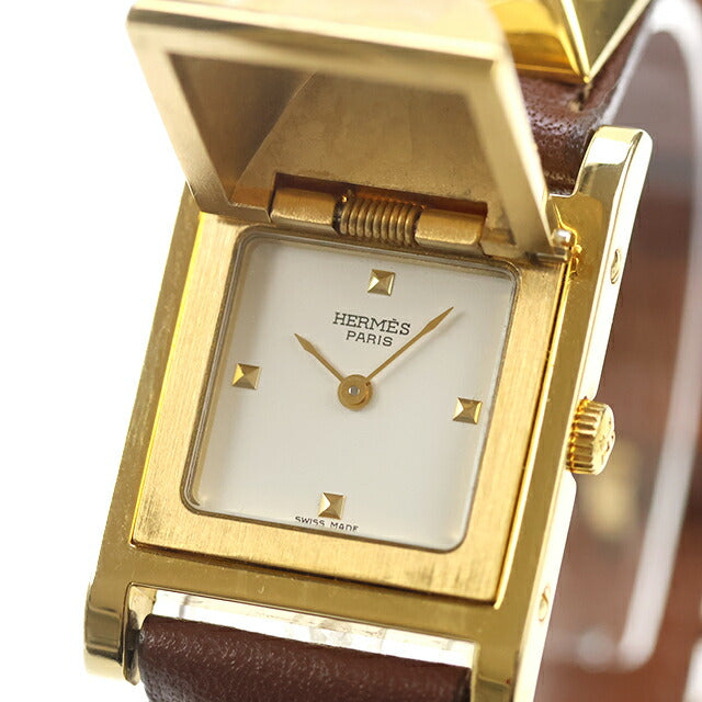 Used HERMES Medor Studded Watch Quartz Brand Discontinued Model Medor Analog Watch Brand Women&