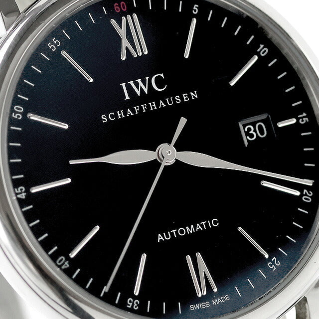 中古 IWC IWC ポートフィノ オートマティック 40mm 薄型 ドレスウォッチ IW356502 アナログ 腕時計 ブランド メンズ ブラック UW-IW-PF-00001