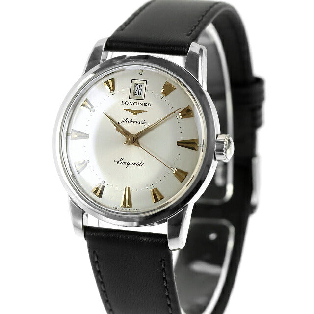 中古 美品・ベルト新品 ロンジン LONGINES コンクエスト ヘリテージ 35mm デイト 自動巻き 七宝メダリオン 90年代 7290-633 腕時計 メンズ UW-LO-CQ-00001