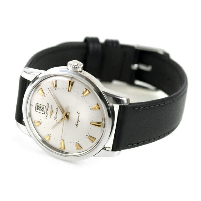 中古 美品・ベルト新品 ロンジン LONGINES コンクエスト ヘリテージ 35mm デイト 自動巻き 七宝メダリオン 90年代 7290-633 腕時計 メンズ UW-LO-CQ-00001