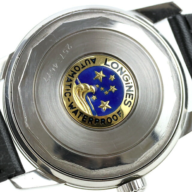 中古 美品・ベルト新品 ロンジン LONGINES コンクエスト ヘリテージ 35mm デイト 自動巻き 七宝メダリオン 90年代 7290-633 腕時計 メンズ UW-LO-CQ-00001
