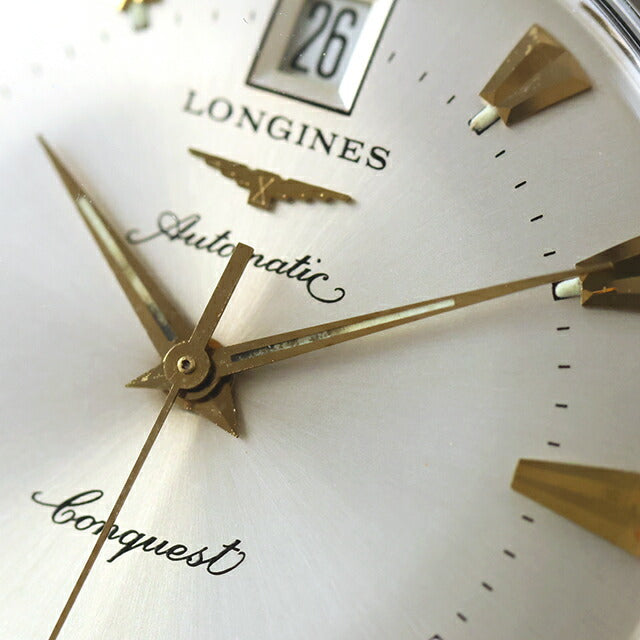 中古 美品・ベルト新品 ロンジン LONGINES コンクエスト ヘリテージ 35mm デイト 自動巻き 七宝メダリオン 90年代 7290-633 腕時計 メンズ UW-LO-CQ-00001