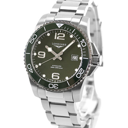 中古 ロンジン LONGINES ハイドロコンクエスト 自動巻き 41mm セラミックベゼル L3.781.4.06.6 アナログ 腕時計 ブランド メンズ グリーン UW-LO-HC-00001