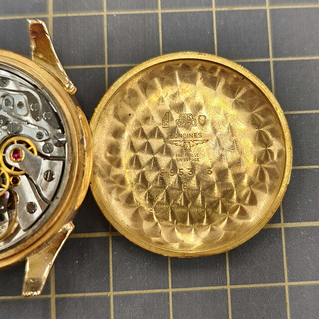 中古 希少モデル ロンジン LONGINES 18K金無垢 Cal.30CH ヴィンテージ クロノグラフ 推定1950年代 ノンフライバック ファンシーラグ 30CH 腕時計 メンズ UW-LO-OT-00008