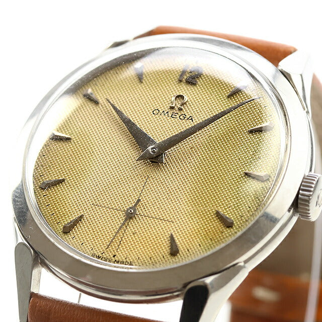 オメガ OMEGA 腕時計 メンズ Cal.266 30mmキャリバー Cal.266 赤金 ヴィンテージ ファンシーラグ 手巻き（Cal.266） ベージュxブラウン アナログ表示 中古 オメガ OMEGA 30mmキャリバー Cal.266 赤金 ヴィンテージ