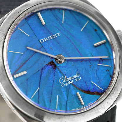 中古 希少 オリエント ORIENT シャマード モルフォ蝶文字盤 SV925 銀無垢 スターリングシルバー 1970年代 I120-17900 アナログ 腕時計 メンズ UW-OR-OT-00034