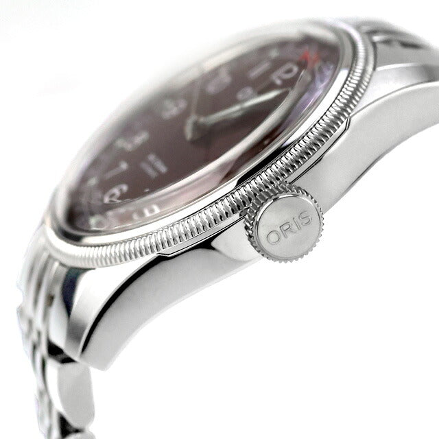 中古 オリス ORIS ビッグクラウン ポインターデイト 40mm レッドダイヤル ブレスレット 754 7741 4068 アナログ 腕時計 ブランド メンズ ワインレッド UW-OS-BC-00001
