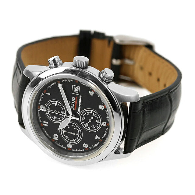 中古 ブローバ BULOVA Competence ヴィンテージクオーツクロノグラフ 黒文字盤 クオーツクロノ黒面黒革 アナログ 腕時計 ブランド メンズ UW-OTH-00058