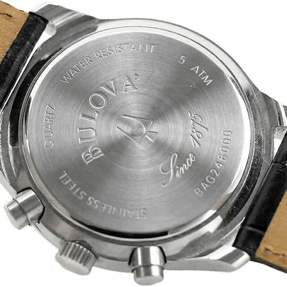 中古 ブローバ BULOVA Competence ヴィンテージクオーツクロノグラフ 黒文字盤 クオーツクロノ黒面黒革 アナログ 腕時計 ブランド メンズ UW-OTH-00058